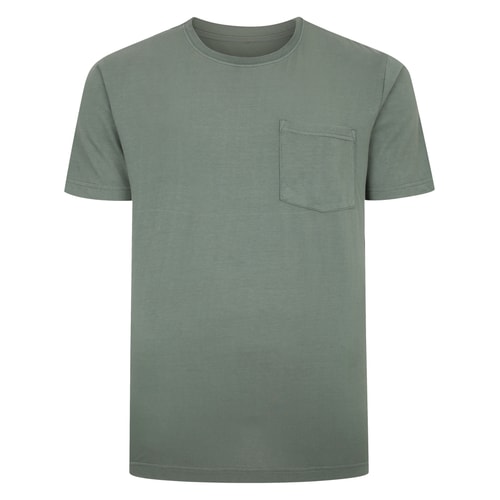 Bigdude – Lässiges, stückgefärbtes T-Shirt in Salbeigrün